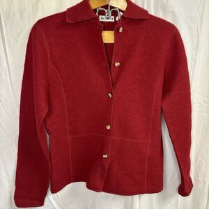 Vintage Tian‎ Collection Women's Medium 100% Wool Sweater Red Cottagecore